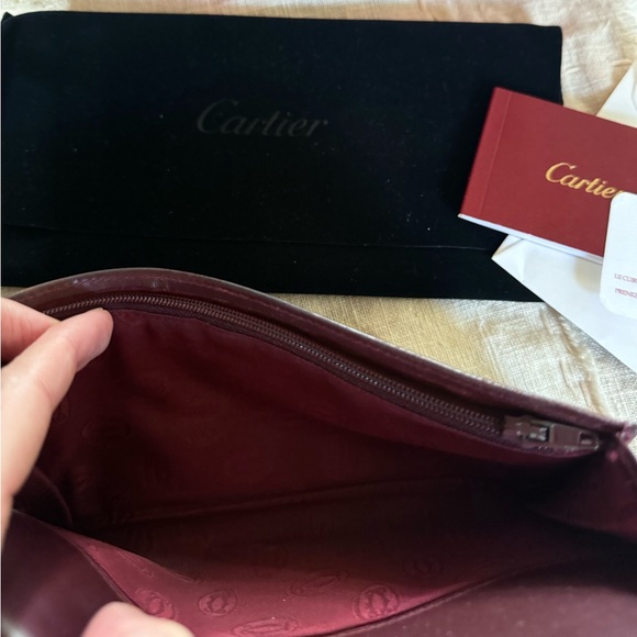 NEW Cartier international Wallet Gussets Bifold Long burgundy red brown leather - Picture 7 of 8